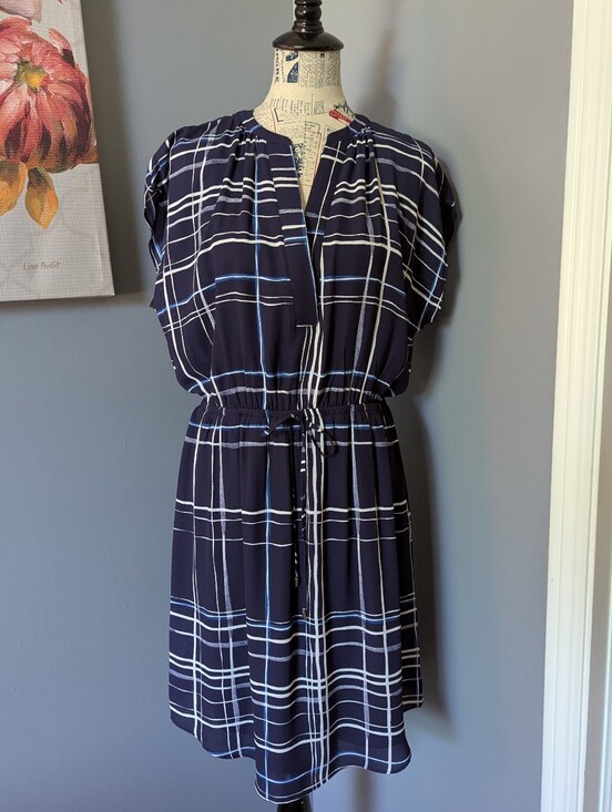 Apt. 9 Dresses & Skirts - Apt. 9 Navy Plaid Drawstring-Waist Midi Dress